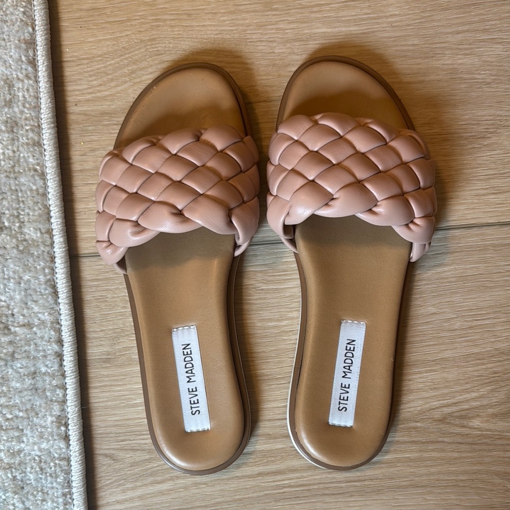 Steve Madden Blush Pink Braided Slide Sandals